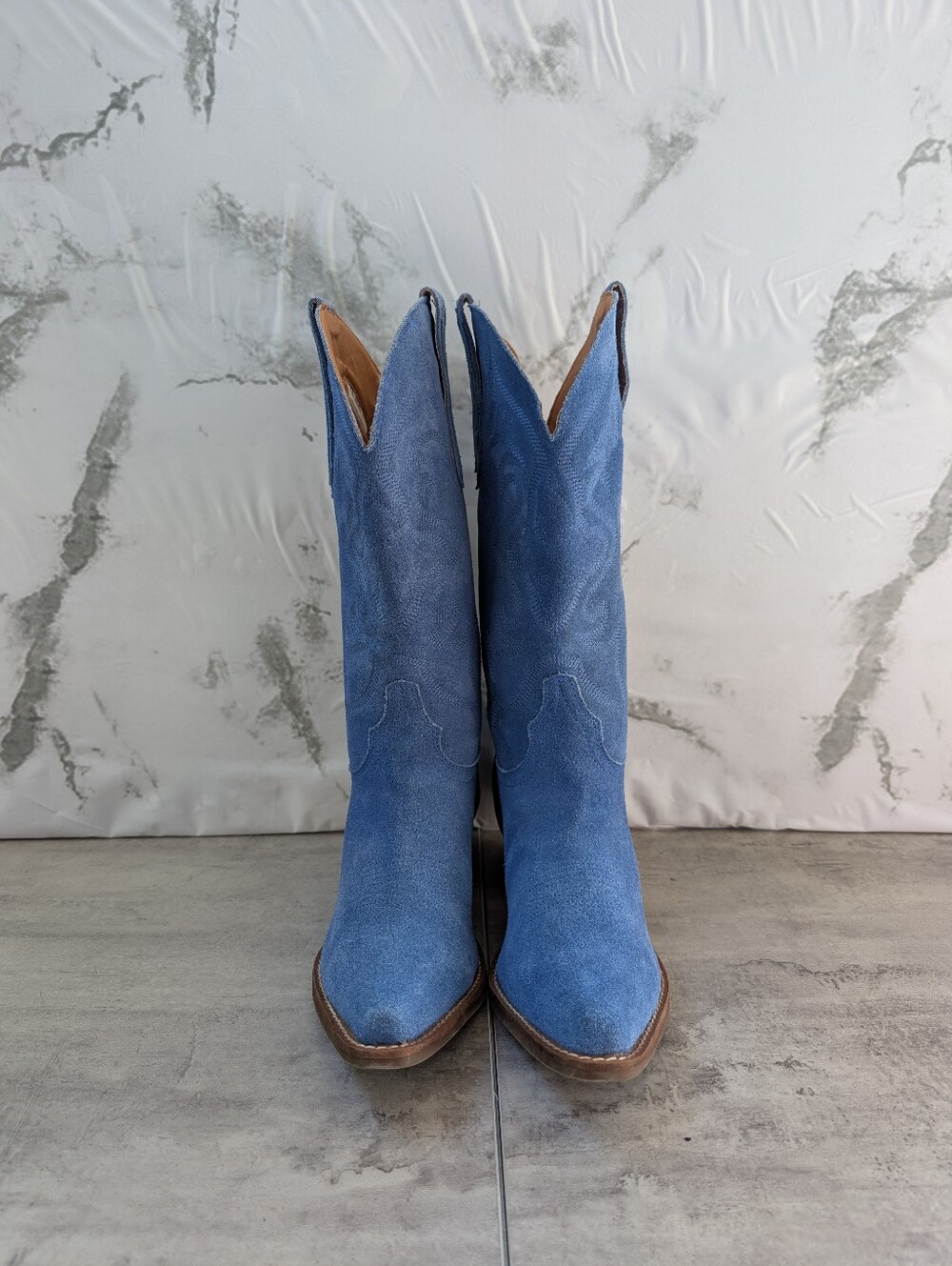 Dingo Out West Blue Suede Snip Toe Women's Cowboy Cowgirl Boots Size 9 Western - Picture 3 of 15